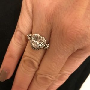 Heart Shaped Ring  6ct CZ White Gold Rhodium